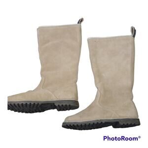 American Eagle Camel Color Suede High Boots w/ Faux Fur Lining Size 6